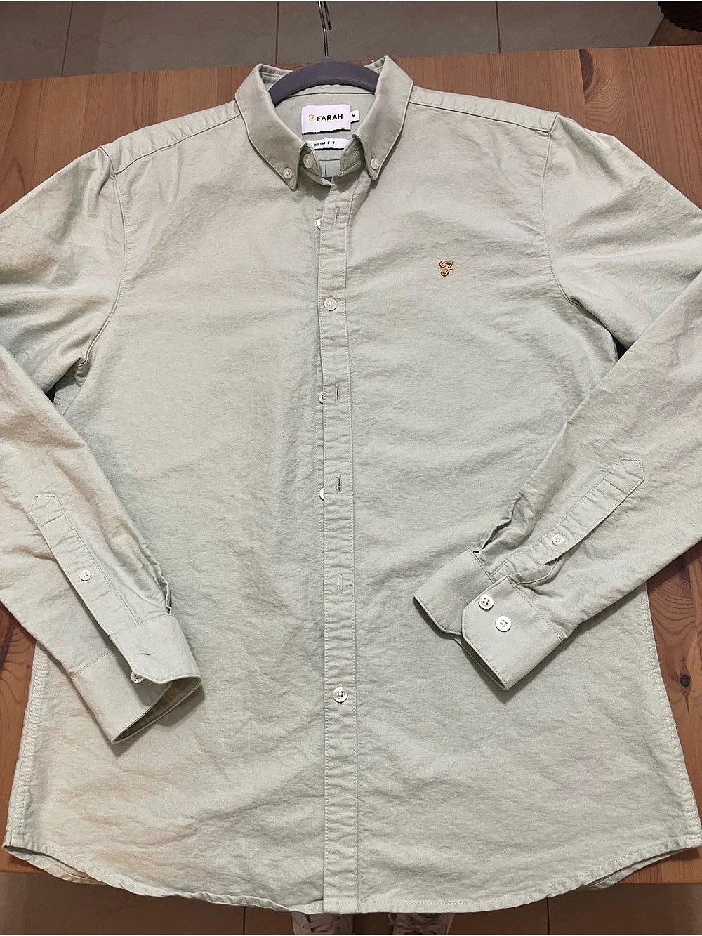 Farah Brewer Slim Fit Oxford Shirt Men's Green Medium